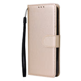 For Iphone 12 5.4 inch/6.1 inch/ 6.7 inch PU Leather Three-card Photo Frame Front Buckle Mobile Phone shell Golden