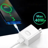 Huawei Supercharge USB Fast Charger 10V 4A 40W Adapter 5A Type C Cable for Honor 10 Magic 2/P20 P30 pro White