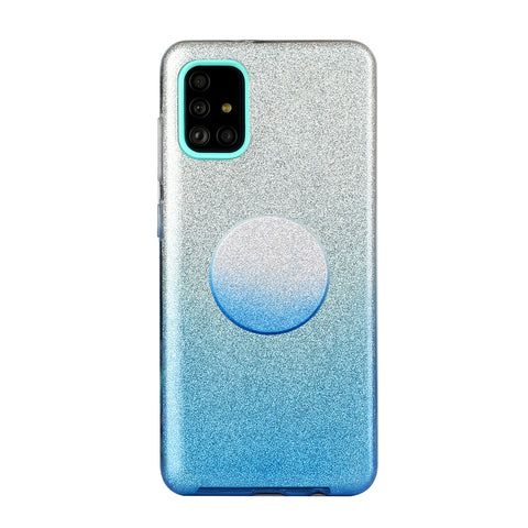 For OPPO Realme 5/Realme 5 Pro/A5 2020/A9 2020/A52/A92 Phone Case Gradient Color Glitter Powder Phone Cover with Airbag Bracket blue