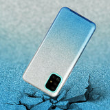 For OPPO Realme 5/Realme 5 Pro/A5 2020/A9 2020/A52/A92 Phone Case Gradient Color Glitter Powder Phone Cover with Airbag Bracket blue