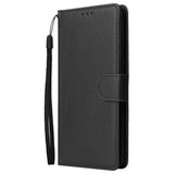 For Samsung A10S A20S Cellphone Cover Mobile Phone Shell Buckle Closure Cards Slots PU Leather Smart Shell with Wallet Overall Protection black