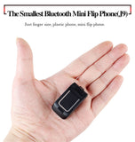 Mini Flip Mobile Phone 0.66"" Smallest Cell Phone Wireless Bluetooth FM Magic Voice Handsfree Earphone for Kids rose Red