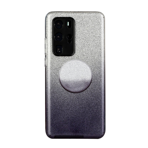 for HUAWEI P20 LITE/P30 LITE/P40 LITE/Nova6SE/Nova 7i Phone Case Gradient Color Glitter Powder Phone Cover with Airbag Bracket black
