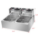 ZOKOP EH82 5000W MAX 110V 12.7QT/12L Stainless Steel Double Cylinder Electric Fryer US Plug