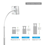 Universal Aluminium Alloy Stand with Flexible Arms Adjustable Lazy Bracket Hands-free Tablet Mount Mobile Phone Holder  Silver