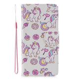 For Redmi Note 8/8 Pro Cellphone Cover Stand Function Wallet Design PU Leather Smartphone Shell Elegant Pattern Printed  Ice cream unicorn