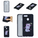 For OPPO A7 Cartoon Lovely Coloured Painted Soft TPU Back Cover Non-slip Shockproof Full Protective Case with Lanyard Light pink