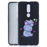 For OPPO F11 PRO Cartoon Lovely Coloured Painted Soft TPU Back Cover Non-slip Shockproof Full Protective Case with Lanyard black