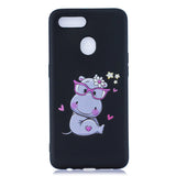 For OPPO A7 Cartoon Lovely Coloured Painted Soft TPU Back Cover Non-slip Shockproof Full Protective Case with Lanyard Light pink
