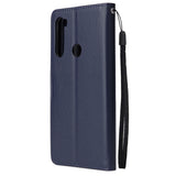 For Redmi NOTE 8 PU Leather Front Putton Protective Phone Case with 3 Cards Bracket blue