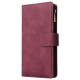 For HUAWEI P30 HUAWEI P30 lite HUAWEI P30 pro Multi-card Bracket Coin Wallet Zipper Mobile Phone PU Leather Phone Case  5 wine red