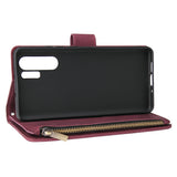 For HUAWEI P30 HUAWEI P30 lite HUAWEI P30 pro Multi-card Bracket Coin Wallet Zipper Mobile Phone PU Leather Phone Case  5 wine red