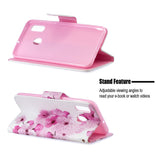 For Samsung A10/A20/A30 Smartphone Case PU Leather Wallet Design Cellphone Cover with Card Holder Stand Available peach blossom