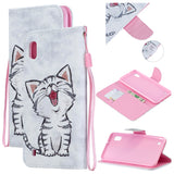 For Samsung A10/A20/A30 Smartphone Case PU Leather Wallet Design Cellphone Cover with Card Holder Stand Available Red lip cat