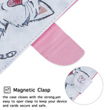 For Samsung A10/A20/A30 Smartphone Case PU Leather Wallet Design Cellphone Cover with Card Holder Stand Available Red lip cat