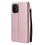 For Iphone 12 5.4 inch/6.1 inch/ 6.7 inch PU Leather Three-card Photo Frame Front Buckle Mobile Phone shell Rose gold