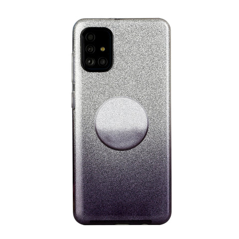 For OPPO Realme 5/Realme 5 Pro/A5 2020/A9 2020/A52/A92 Phone Case Gradient Color Glitter Powder Phone Cover with Airbag Bracket black