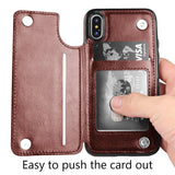 Multifunction Magnetic Leather Wallet Case Card Slot Shockproof Full Protection Cover for iPhone X 7/8 7/8 Plus black-RXFZ