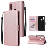 For Samsung A10S A20S Cellphone Cover Mobile Phone Shell Buckle Closure Cards Slots PU Leather Smart Shell with Wallet Overall Protection rose