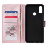 For Samsung A10S A20S Cellphone Cover Mobile Phone Shell Buckle Closure Cards Slots PU Leather Smart Shell with Wallet Overall Protection rose