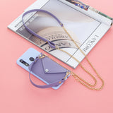 For HUAWEI P20/ P20 Lite/P20 Pro Mobile Phone Cover with Pu Leather Card Holder + Hand Rope + Straddle Rope purple