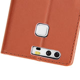 For Huawei P9 plus PU Leather Smart Phone Case Protective Cover with Buckle & 3 Card Position  red