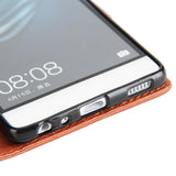 For Huawei P9 plus PU Leather Smart Phone Case Protective Cover with Buckle & 3 Card Position  red