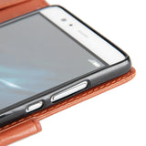 For Huawei P9 plus PU Leather Smart Phone Case Protective Cover with Buckle & 3 Card Position  red