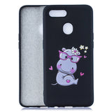 For OPPO A7 Cartoon Lovely Coloured Painted Soft TPU Back Cover Non-slip Shockproof Full Protective Case with Lanyard white