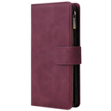 For Samsung A51 Case Smartphone Shell Precise Cutouts Zipper Closure Wallet Design Overall Protection Phone Cover  Wine red