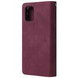 For Samsung A51 Case Smartphone Shell Precise Cutouts Zipper Closure Wallet Design Overall Protection Phone Cover  Wine red