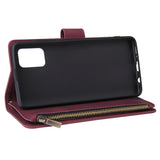 For Samsung A51 Case Smartphone Shell Precise Cutouts Zipper Closure Wallet Design Overall Protection Phone Cover  Wine red