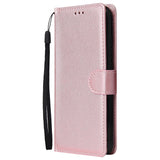 For Redmi NOTE 8 PU Leather Front Putton Protective Phone Case with 3 Cards Bracket Rose gold