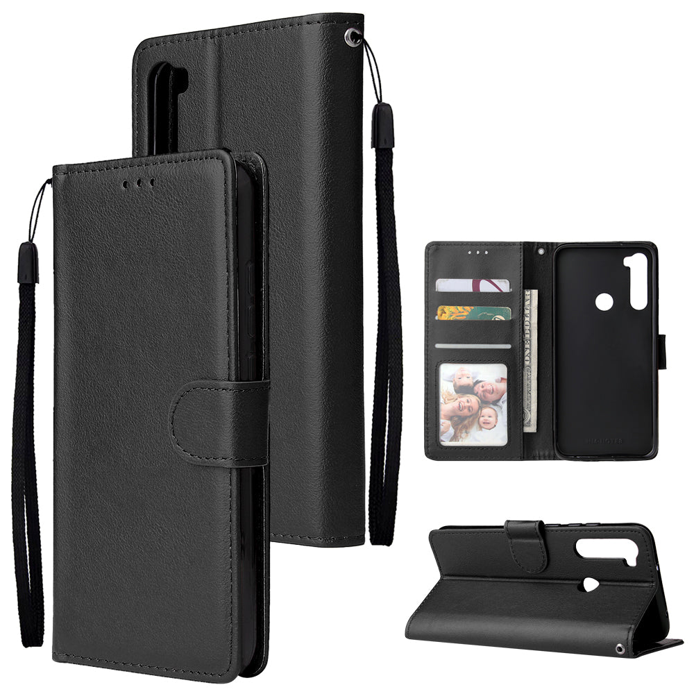 For Redmi NOTE 8 PU Leather Front Putton Protective Phone Case with 3 Cards Bracket black