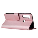 For Redmi NOTE 8 PU Leather Front Putton Protective Phone Case with 3 Cards Bracket Rose gold
