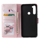 For Redmi NOTE 8 PU Leather Front Putton Protective Phone Case with 3 Cards Bracket Rose gold