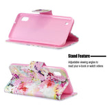 For Samsung A10/A20/A30 Smartphone Case PU Leather Wallet Design Cellphone Cover with Card Holder Stand Available Watercolor flower