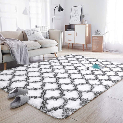 Indoor Rectangle Geometric Contemporary Area Rugs For Living Room Bedroom Plush Carpet; 5'x8'