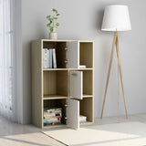 Storage Cabinet White and Sonoma Oak 23.6"x11.6"x35.4" Chipboard