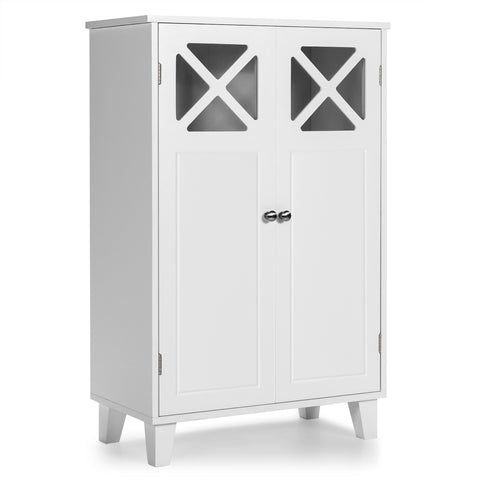 Bathroom Cabinet Wooden Storage Cabinet Freestanding With Double Doors