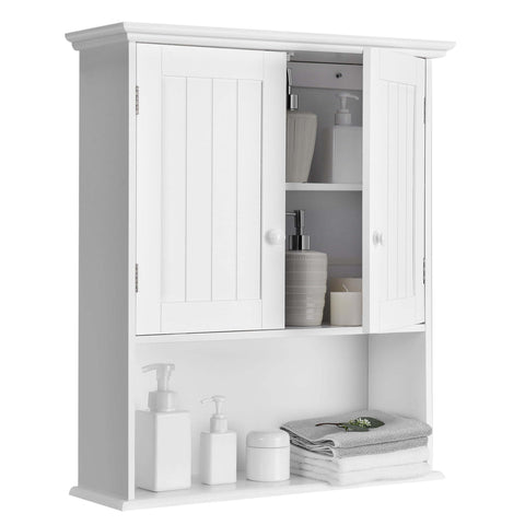 Wall Mount Bathroom Cabinet Storage Organizer Medicine Cabinet with 2-Doors and 1- Shelf Cottage Collection Wall Cabinet