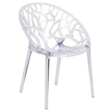 Specter Series Transparent Oval Shaped Stacking Side Chair with Artistic Pattern Design Clear