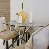 Round Glass Table Top 3" Thick Pencil Polish Edge Tempered by Fab Glass and Mirror