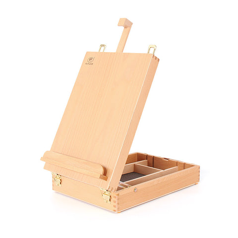 Portable Solid Beech Tabletop Wood Easel Drawing & Sketching Board with Storage Drawer