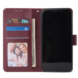 For Iphone 12 5.4 inch/6.1 inch/ 6.7 inch PU Leather Three-card Photo Frame Front Buckle Mobile Phone shell Red wine