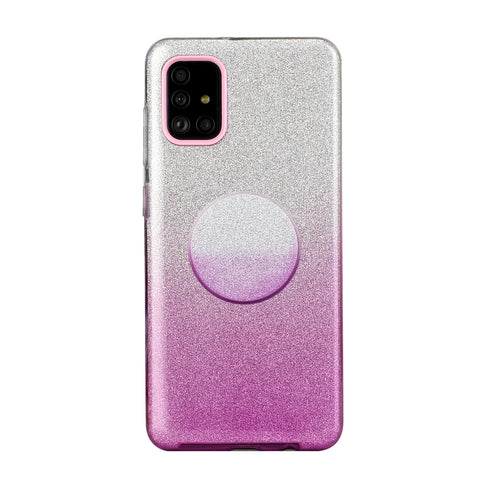For OPPO Realme 5/Realme 5 Pro/A5 2020/A9 2020/A52/A92 Phone Case Gradient Color Glitter Powder Phone Cover with Airbag Bracket purple