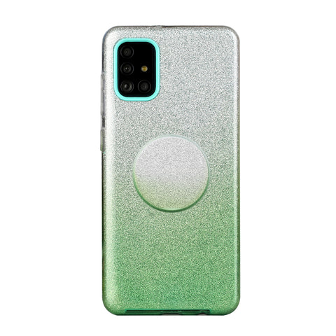 For OPPO Realme 5/Realme 5 Pro/A5 2020/A9 2020/A52/A92 Phone Case Gradient Color Glitter Powder Phone Cover with Airbag Bracket green