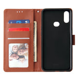 For Samsung A10S A20S Cellphone Cover Mobile Phone Shell Buckle Closure Cards Slots PU Leather Smart Shell with Wallet Overall Protection brown