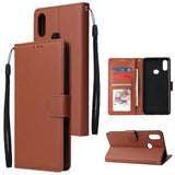 For Samsung A10S A20S Cellphone Cover Mobile Phone Shell Buckle Closure Cards Slots PU Leather Smart Shell with Wallet Overall Protection brown