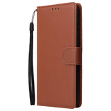 For Samsung A10S A20S Cellphone Cover Mobile Phone Shell Buckle Closure Cards Slots PU Leather Smart Shell with Wallet Overall Protection brown